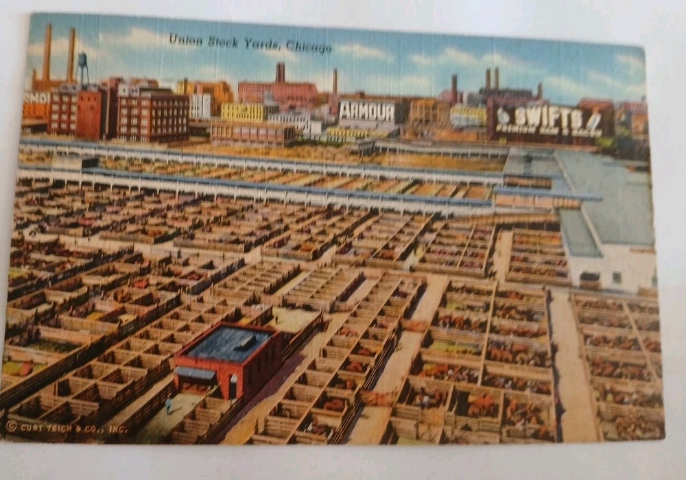 Chicago, IL. Union Stock Yards Armour And Swifts Meats Vintage Linen Postcard