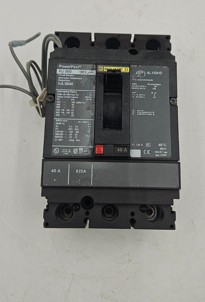 Square D HJL36040 Circuit Breaker 40A 3P 600V HJL 40 Amp 3 Pole PowerPact HJ 060