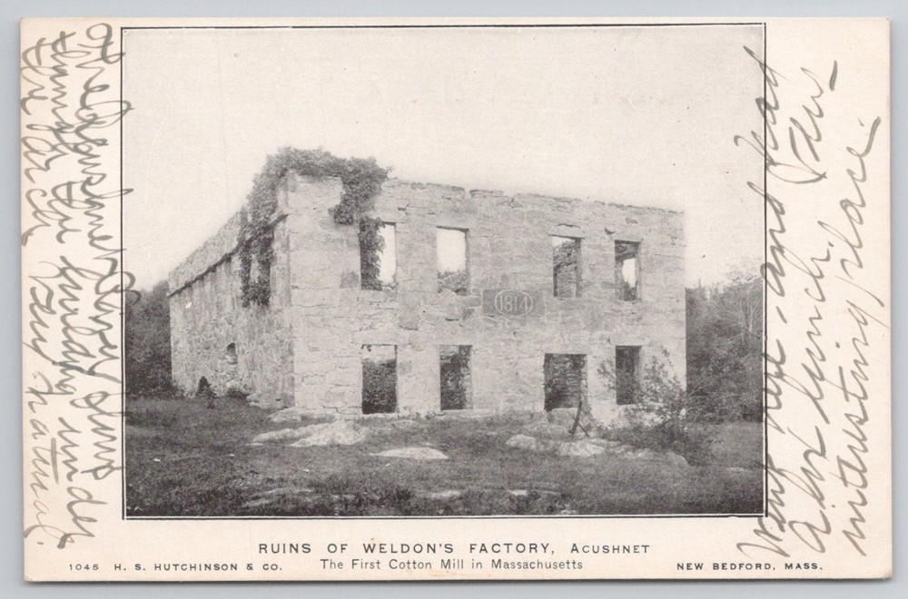 Weldon's Factory Ruins Acushnet MA First Cotton Mill 1814 New Bedford Postcard