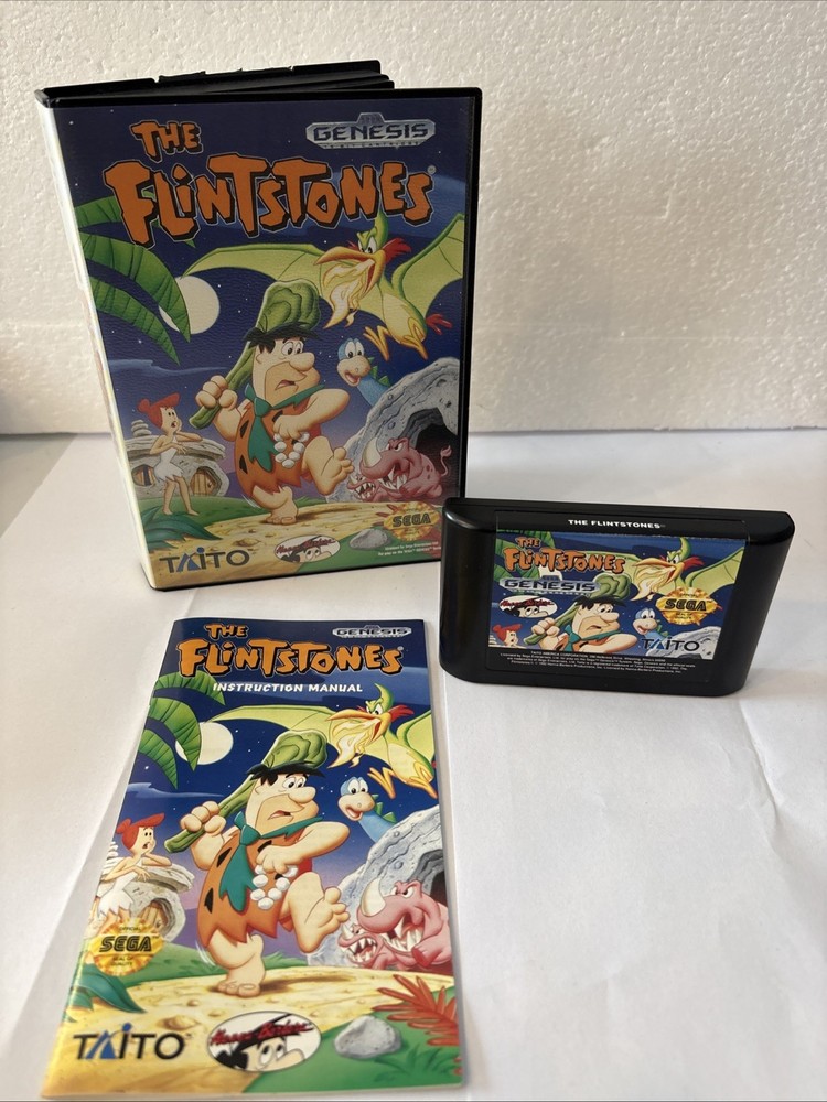 The Flintstones (Sega Genesis) RARE authentic CIB complete cartoon video game