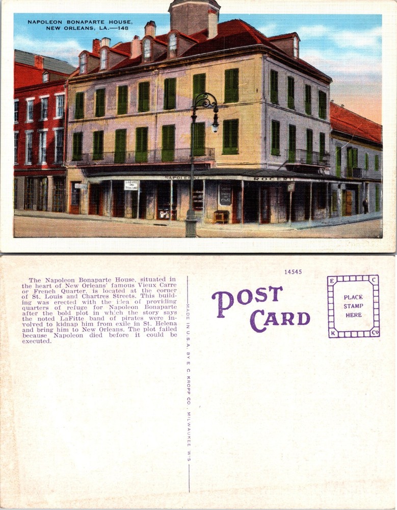 Napoleon Bonaparte House New Orleans Louisiana LA Postcard