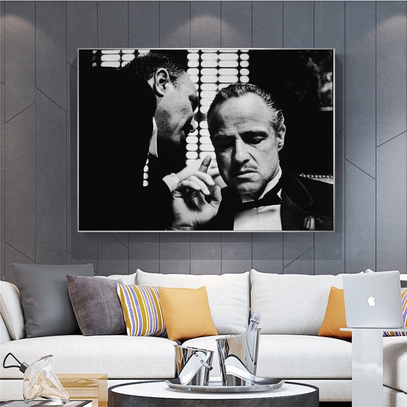 God father Wall Art Canvas Don Vito Corleone Gangster Painting Modern Wall Decor