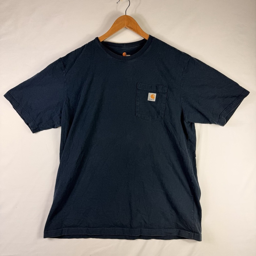 Carhartt T-Shirt Men's XL Original Fit Blue Short Sleeve Pocket Tee 100% Cotton
