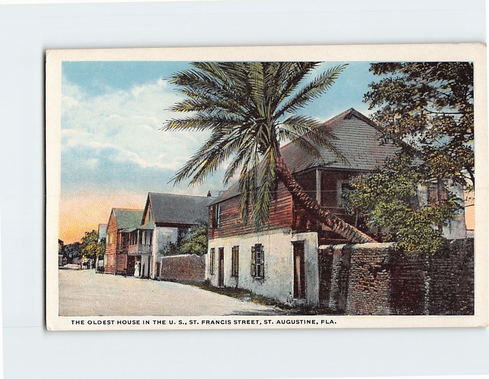 Postcard Oldest House on St. Francis Street St. Augustine Florida USA