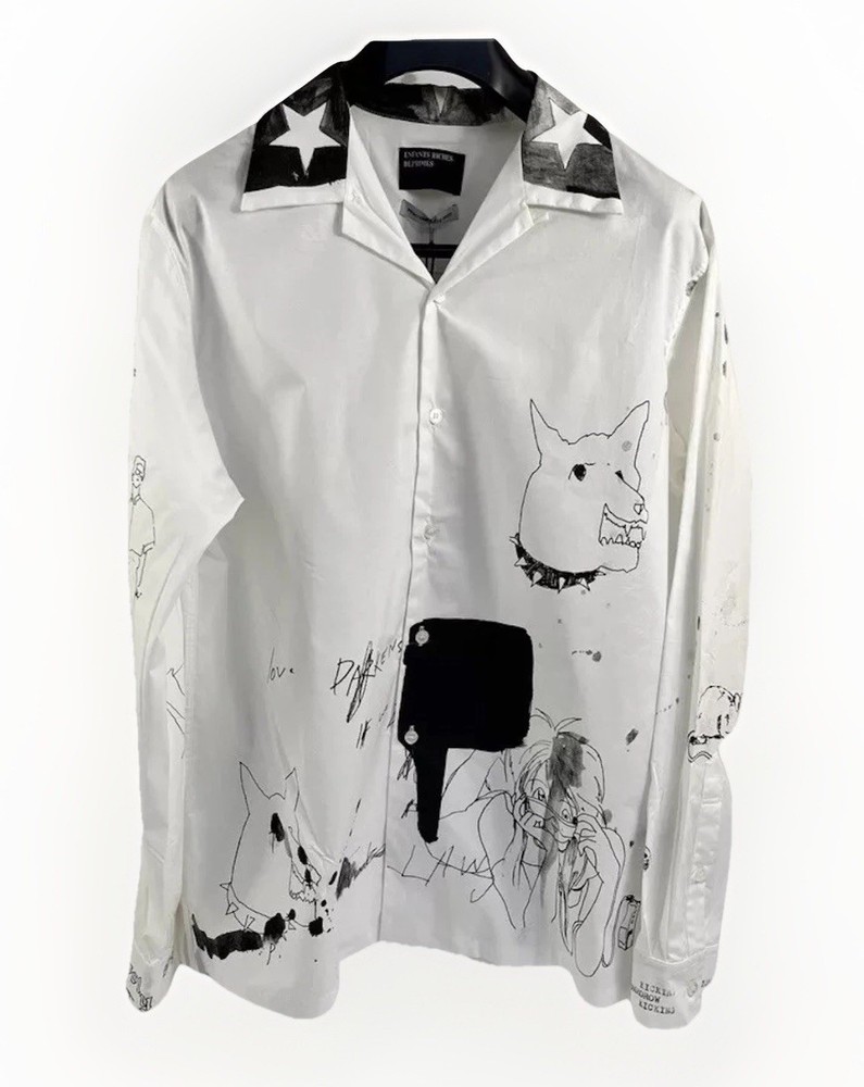 ENFANTS RICHES DEPRIMES - WHITE ABSTRACT GRAPHIC PRINT SHIRT SIZE: XL-image