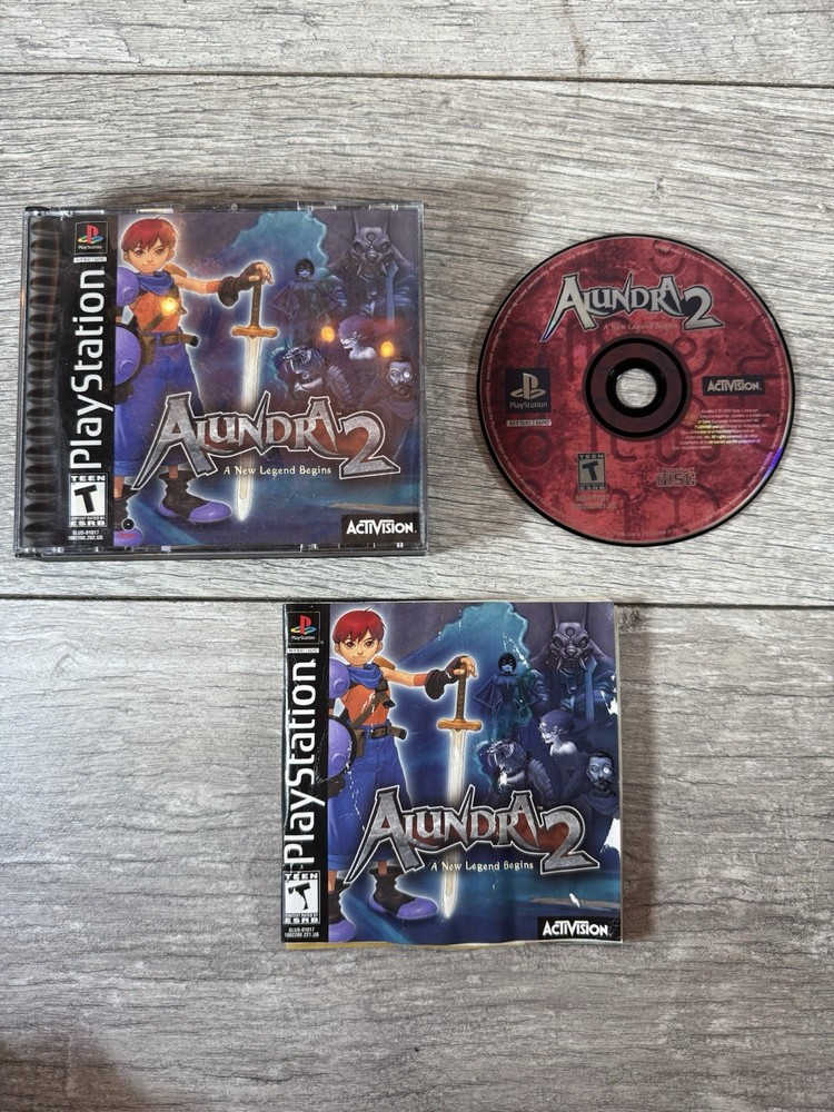 Alundra 2 (Sony PlayStation 1, 2000) Complete Tested CIB PS1 (WATER DAMAGED)