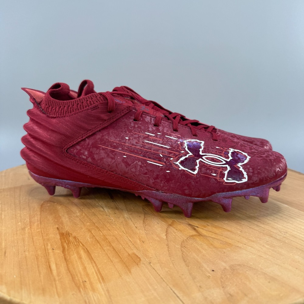 Under Armour Blur Smoke 2.0 MC Suede Mens Size 14 Football Cleats Maroon NEW