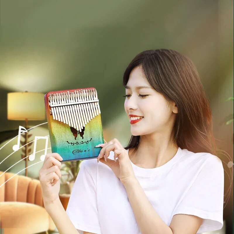Quality Thumb Piano Rainbow Color Portable 17/21 Key Kalimba Mahogany 100% New