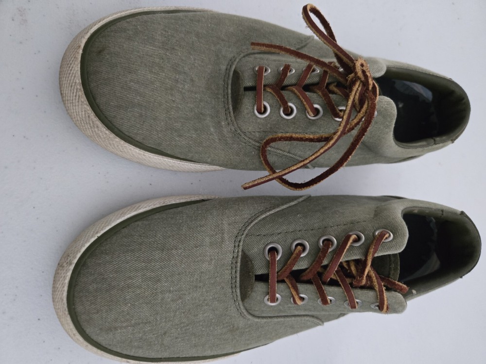 Polo Ralph Lauren Vaughn Mens Size 8.5 Shoes Green Brown Casual Low Top Sneakers