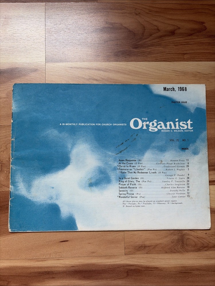 Vintage Sheet Music The Organist Church Organ Magazine March 1968 Vol 72 No 1