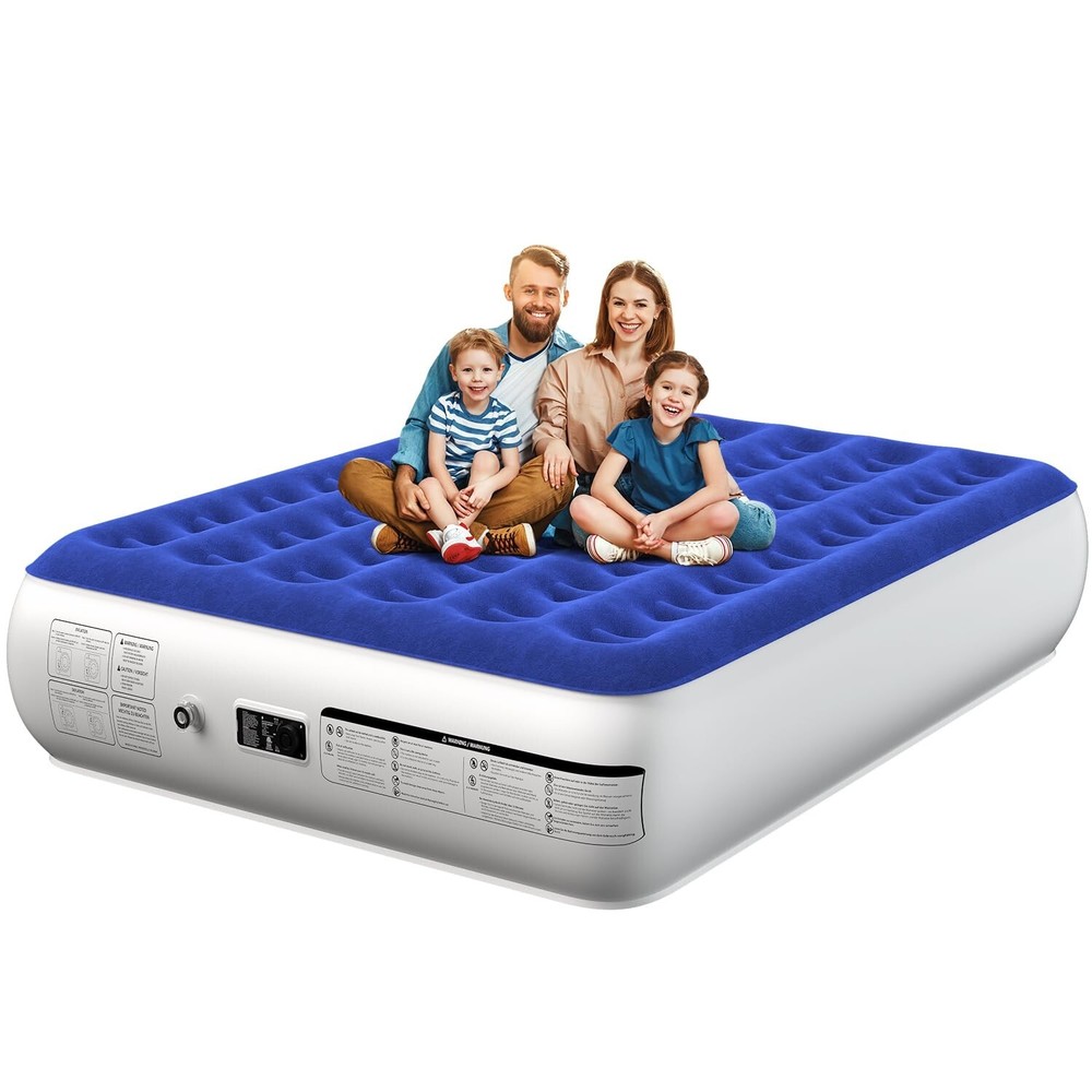 Queen Air Mattress with Built in Pump Luxurious Comfort Raised Infl... Fast Ship