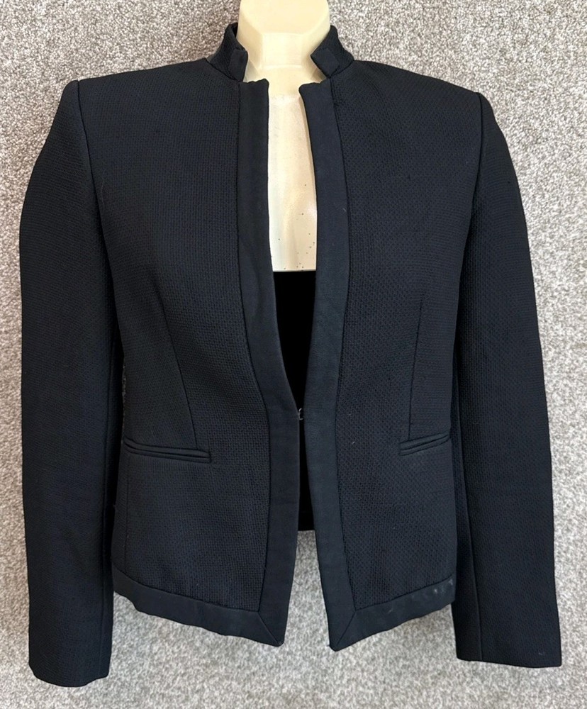 Rag & Bone Blazer Womens Size 2 Mock Neck Clasp Leather Trim Coat Jacket