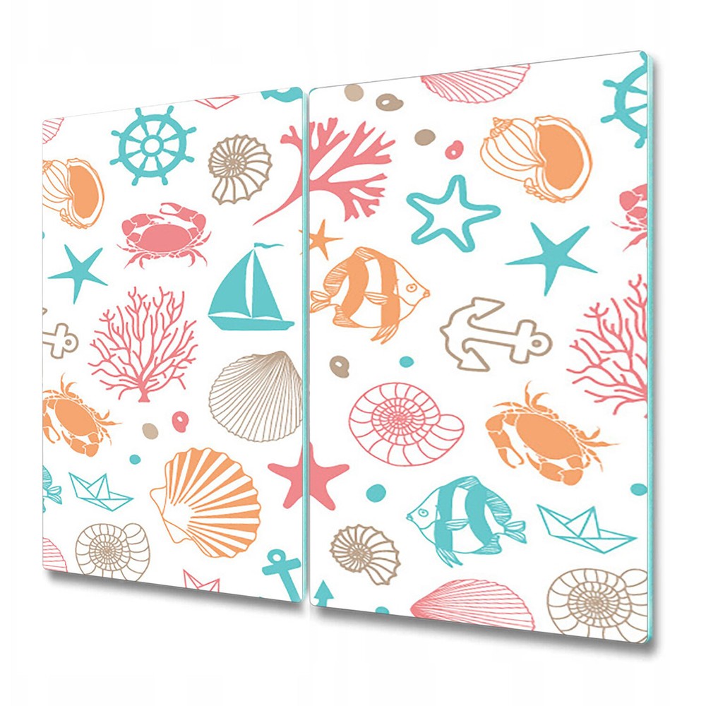 Glass Chopping Board Utensil Board Colourful Marine Anchor Cancer & Stars