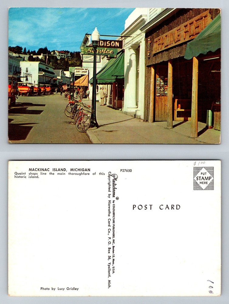 Mackinac Island, MI-Michigan, Main Street Bicycles Storefronts Vintage Postcard