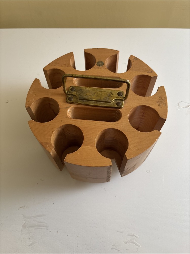 Vintage Poker Chip Set Wood Carousel Caddy - Holds 2 Decks of Cards
