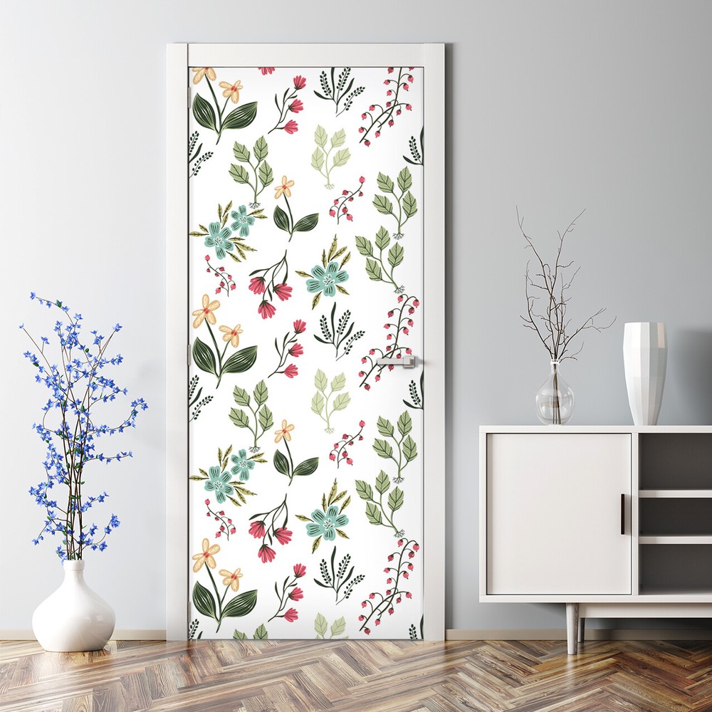 Bubble Free Door sticker Berries and flowers Spring Flowers self adhesive art