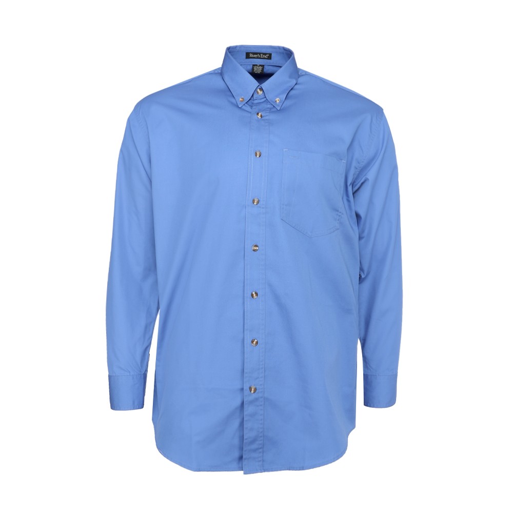 River's End Ezcare Woven Collared Long Sleeve Button Up Shirt Mens Blue Casual T