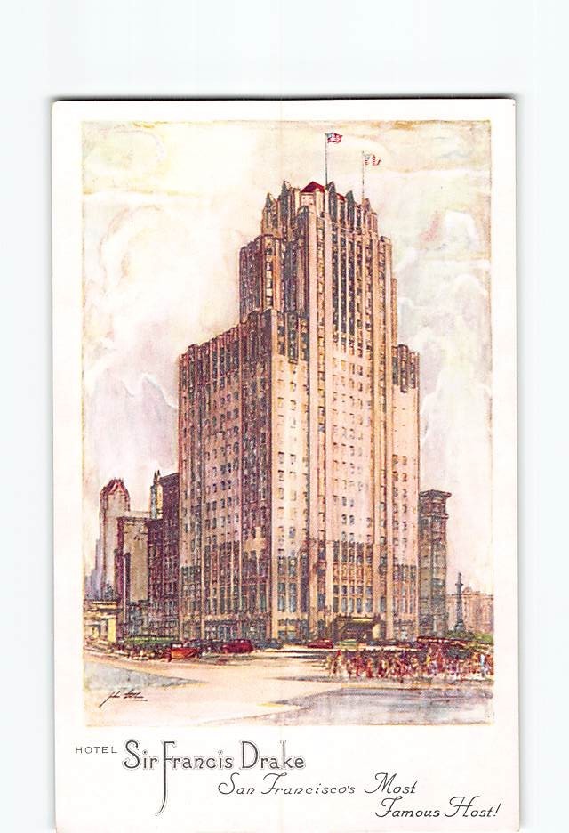 Postcard Hotel Sir Francis Drake San Francisco California USA