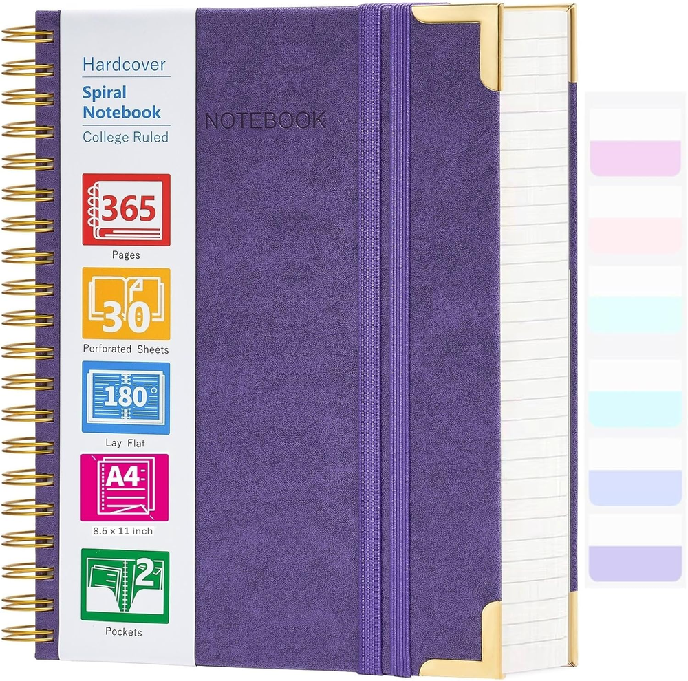 365-Page Hardcover College Ruled Spiral Notebook - 8.5x11 Large Size