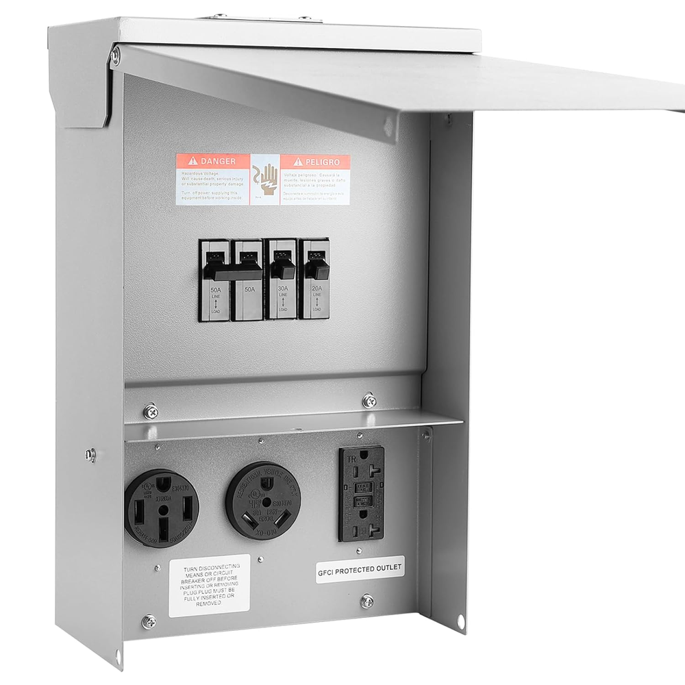 Electrical Outlet Boxes Temporary Power Panel Weatherproof RV Receptacle Box wit