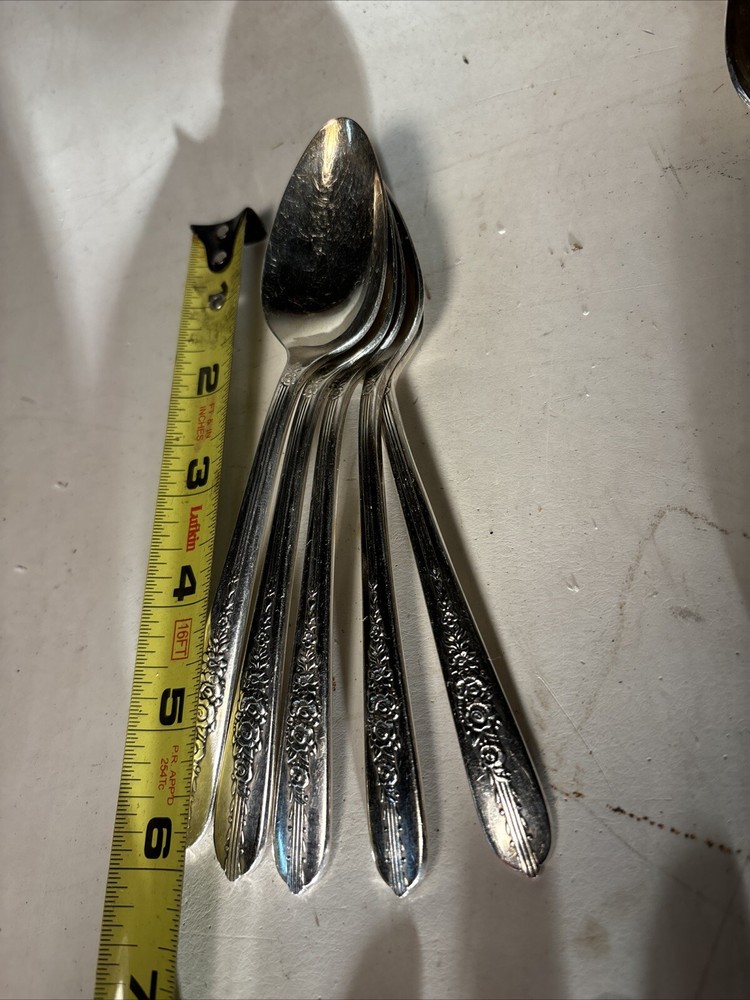 Vintage 5 Silverware Nobility Plate Royal Rose 5 Spoons