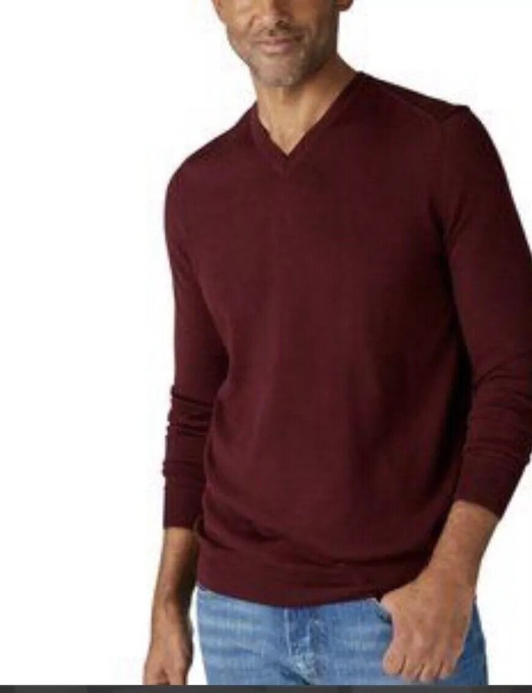 *NWT* Tahari Men's Italian  Merino Wool V-neck Pullover Sweater (Burgundy, XL)