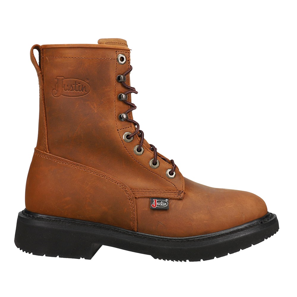 Justin Original Workboots Livestock 8 Inch Lace Up Mens Brown Work Boots OW760