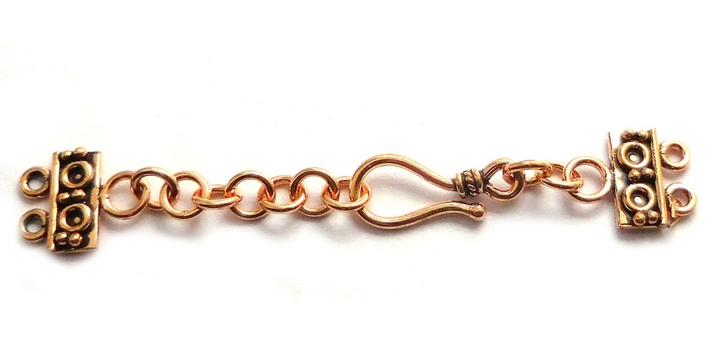 1 Set Bali Extender Toggle Clasp 2 Strand Antique Copper Jewelry Making