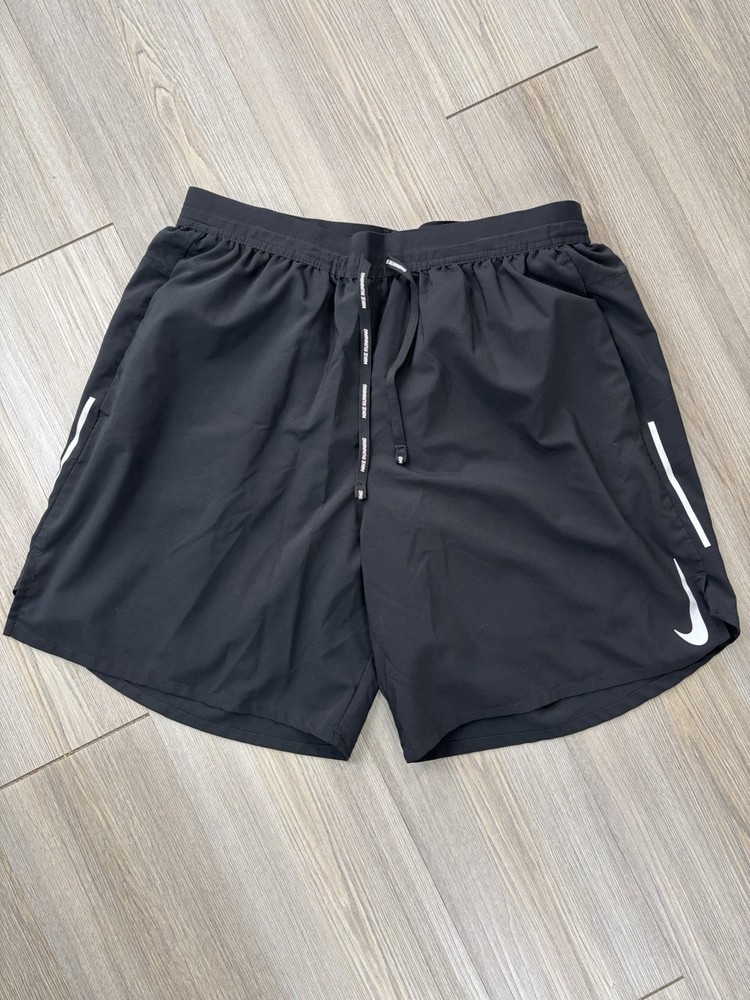 Nike Dri Fit Running Shorts Men’s L Black Drawstring Lined Shorts