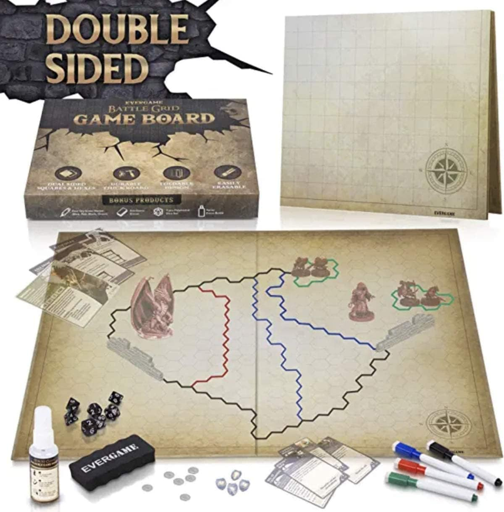 Dungeons & Dragons Game Mat - 23X27 - Ultimate DND Board Game Map W/Dice Set - D