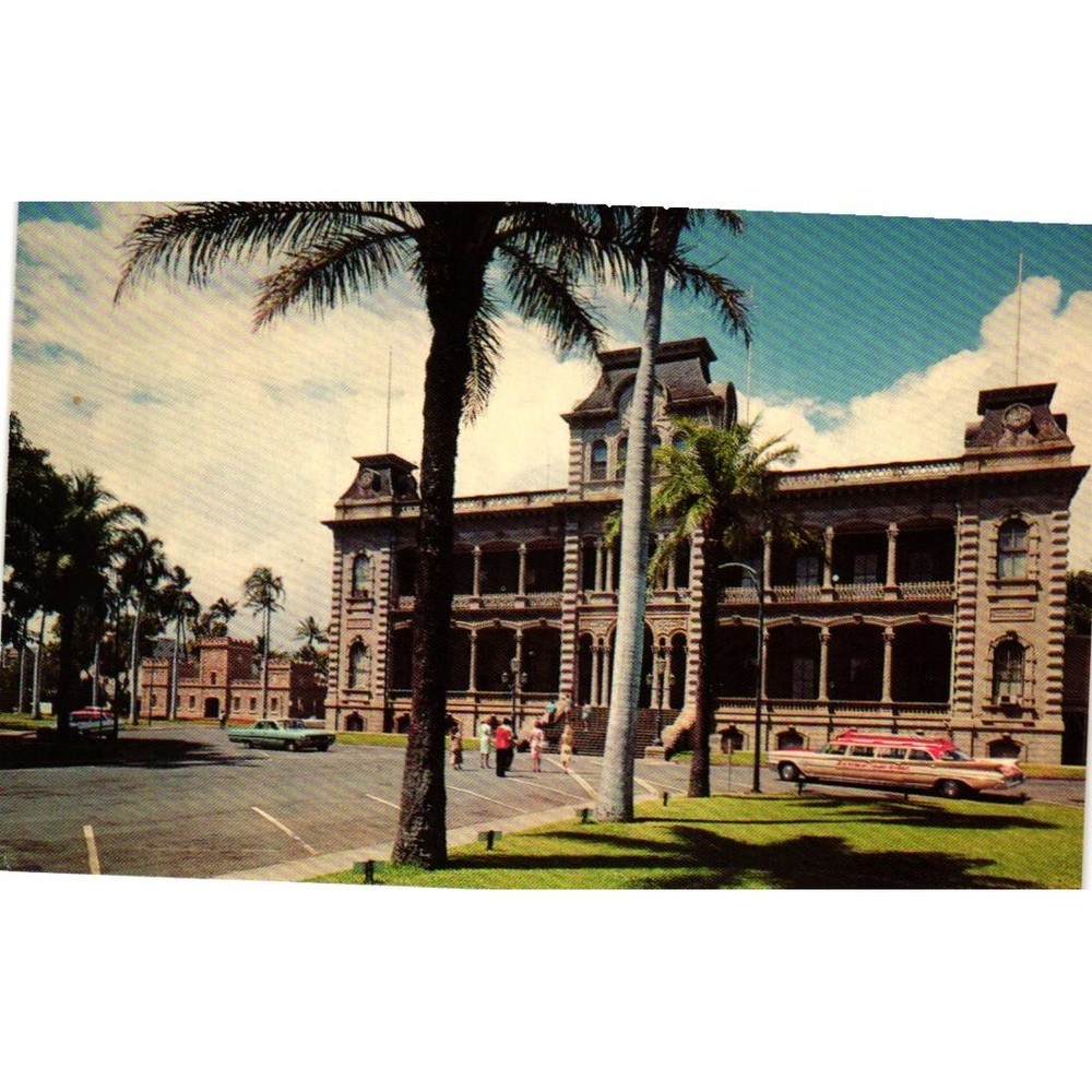 Vintage Iolani Palace Honolulu Hawaii Postcard Nani Lii Mirro-Krome Unpost S-393