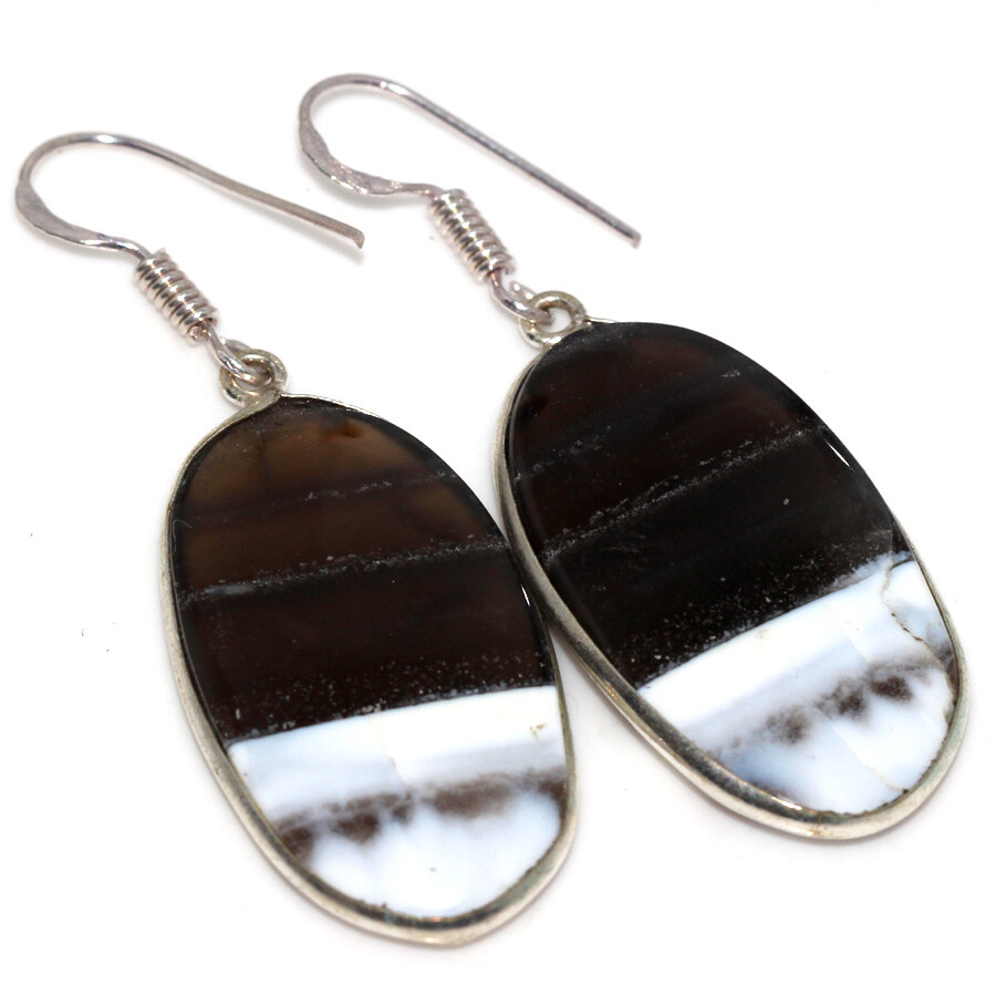 925 Silver Plated Owhyee Blue Opal Ethnic Earrings Handmade Jewelry Size 2