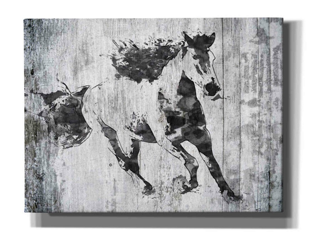 Epic Graffiti 'Running Black Horse 1' by Irena Orlov, Giclee Canvas Wall Art