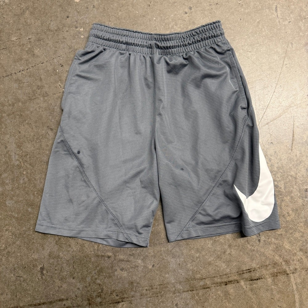 Nike Dri-FIT Mens Grey Basketball Shorts Large Swoosh Logo Size Medium