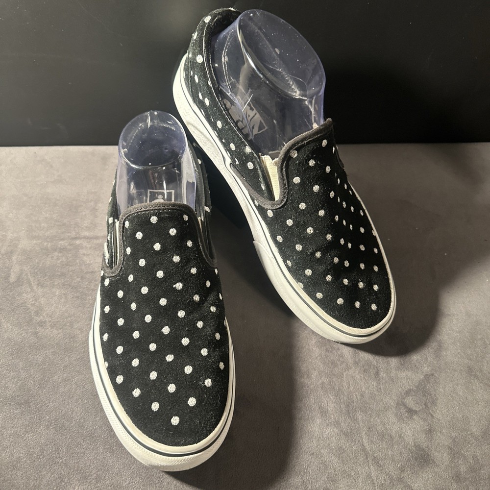 VANS Off The Wall Classic Platform Slip On Shoes Polka Dot Suede Women Size 8.5