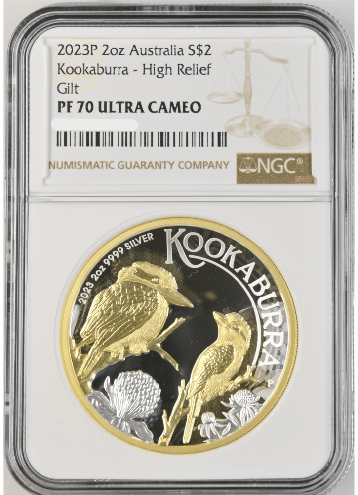 2023 Australia Kookaburra 2oz Silver Gilded Coin NGC PF 70 UCAM