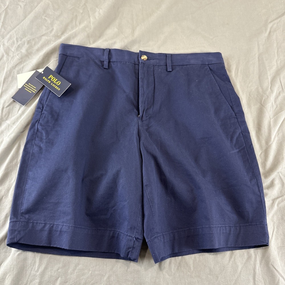 New Polo Ralph Lauren Mens Blue Stretch Classic Fit Chino Shorts Size 30