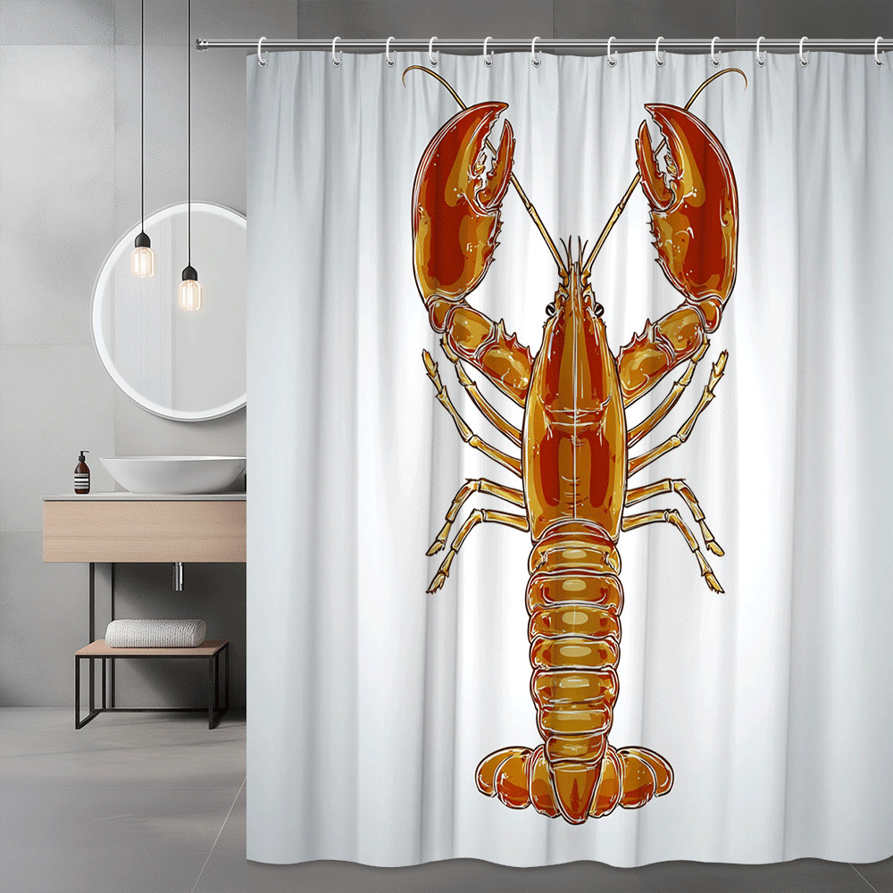 Lobster Graphic Shower Curtain Orange Crab Print