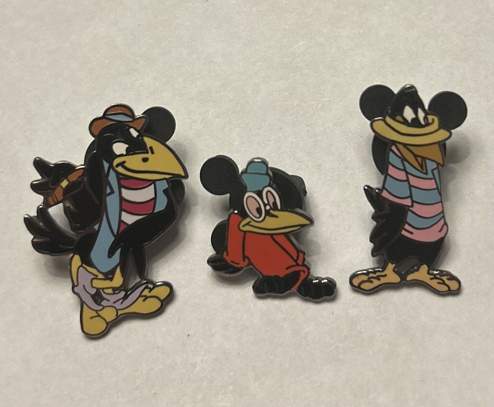 Disneyland - Dumbo Crows - Dandy Straw Hat and Glasses - 3 Pin Set