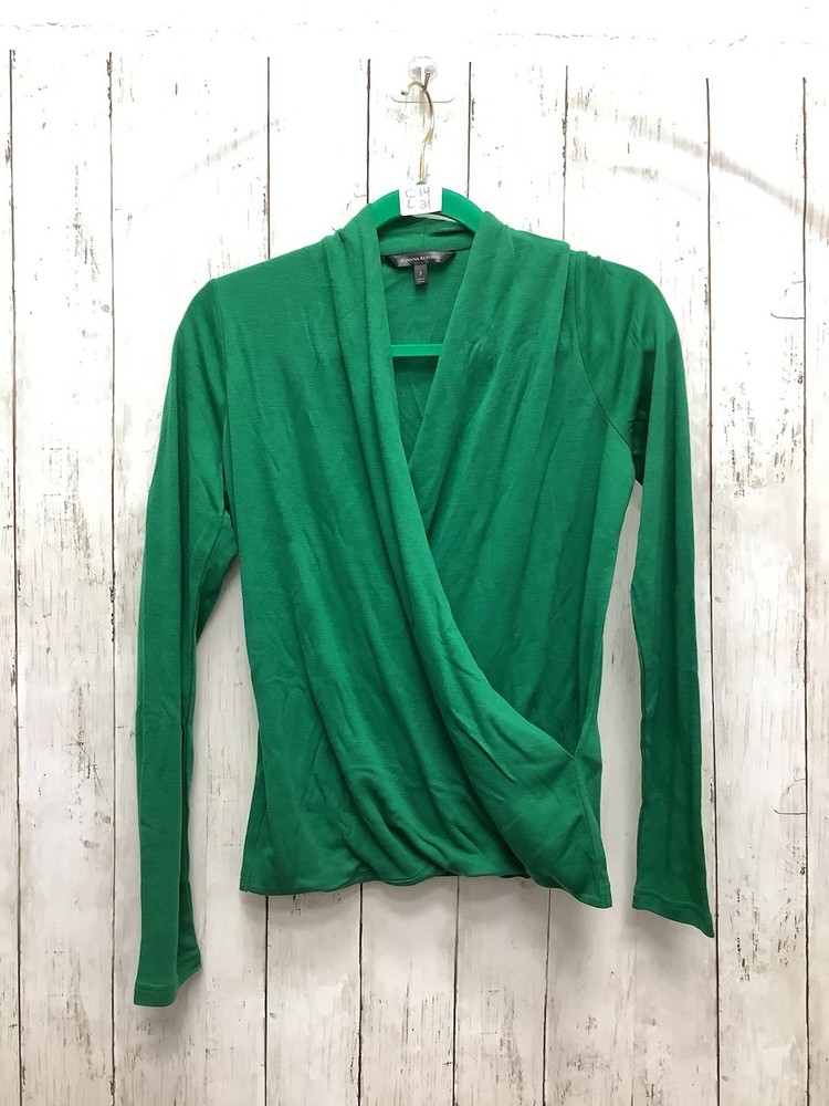 Banana Republic Women's Small Kelly Green Long Sleeve Faux Wrap Blouse