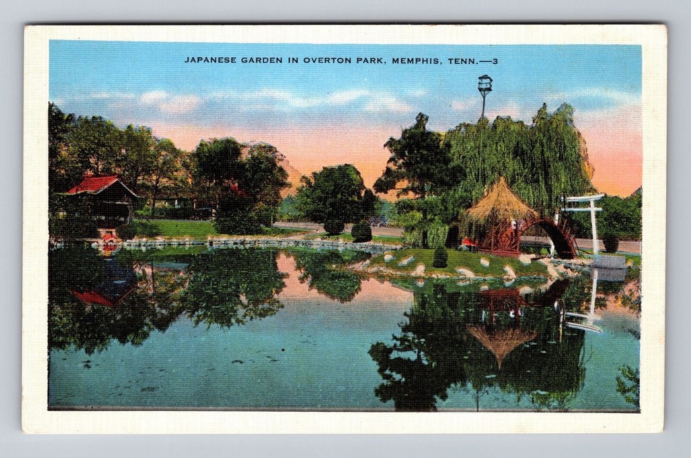 Memphis TN-Tennessee Japanese Garden and Lily Pond Overton Park Vintage Postcard