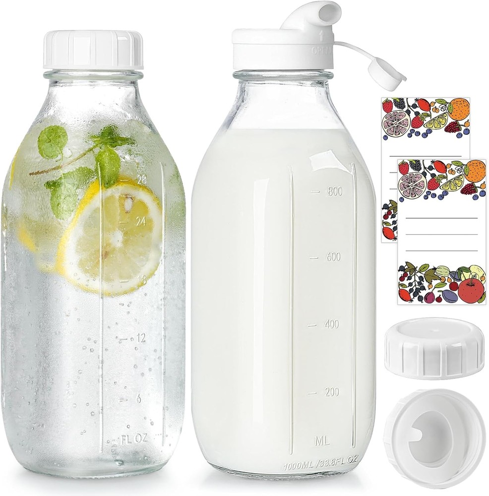 Heavy Duty Clear Milk Bottle with Airtight Screw Lid Dispenser Cap