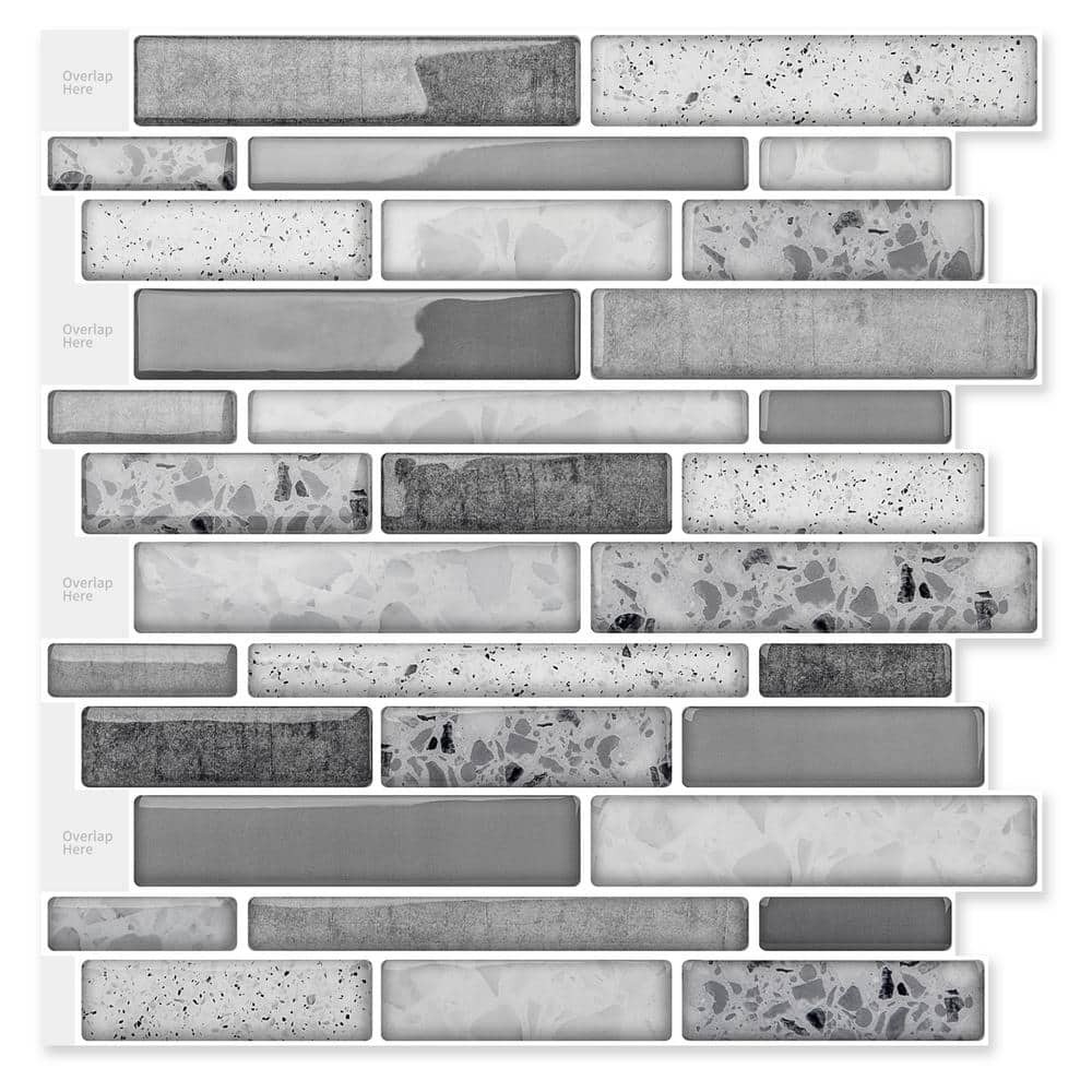 Gray 12x12in Peel & Stick Vinyl Tile Backsplash for Kitchen Wall