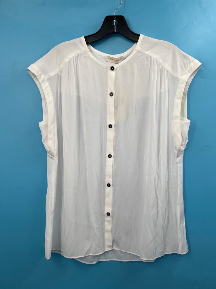 Women's RAMY BROOK Amelia Top Ivory White Satin Style, Sz M (NWT)