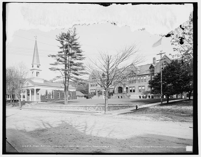 Photo:High school and Second Reform Church, Tarrytown, N.Y.