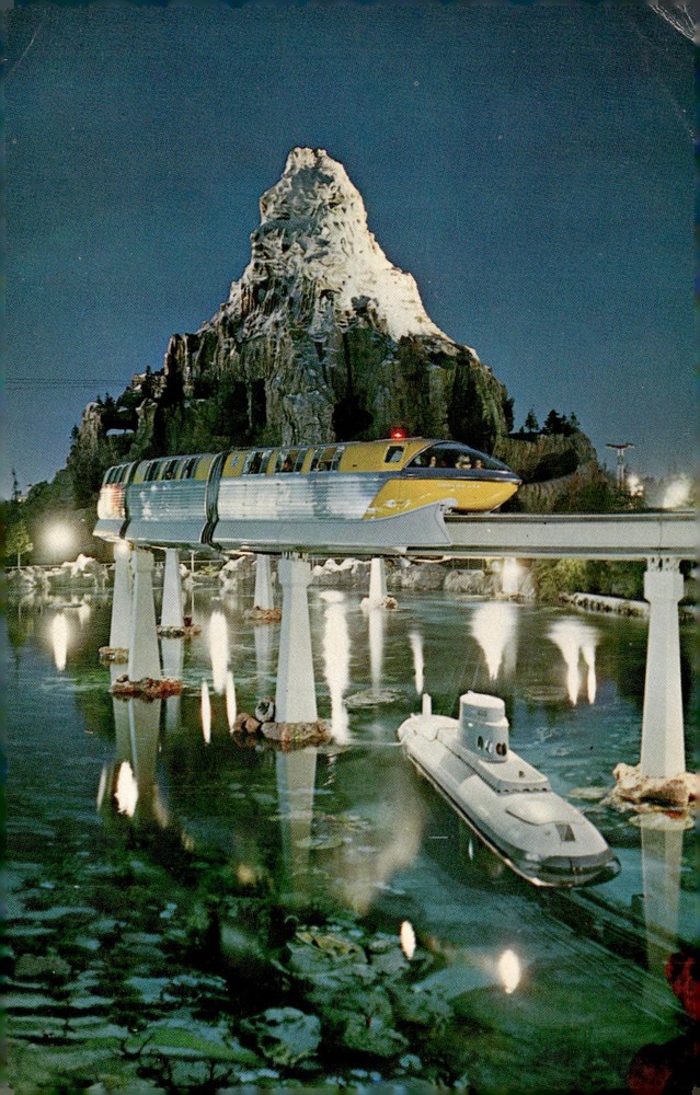 1967 Disneyland Anaheim CA Tomorrowland Matterhorn Monorail Submarine Postcard
