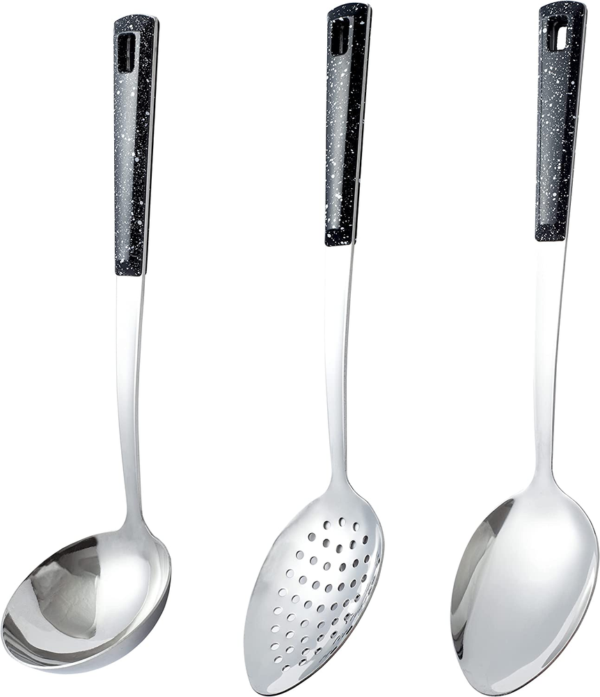 3-Piece,Stainless Steel Serving Spoons Set with Slotted Spoon, Serving Spoon An