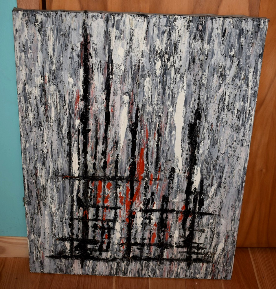 1960s Boston Mid Century Amazing Abstract Drip Painting Edward Cooper 28x37