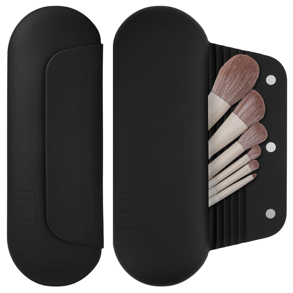 Silicone Makeup Brush Holder Travel Cosmetic Bag：Soft Portable Cosmetic Face Bru
