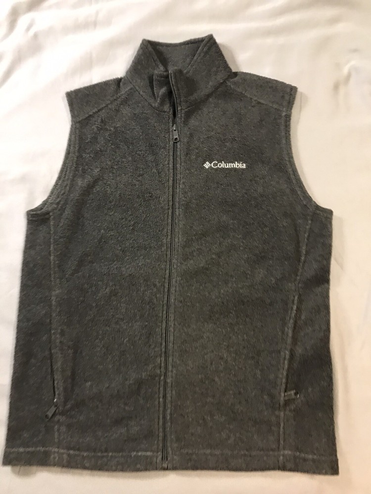 Columbia Men's Small Gray Full-Zip Fleece Vest with Collar & Pockets